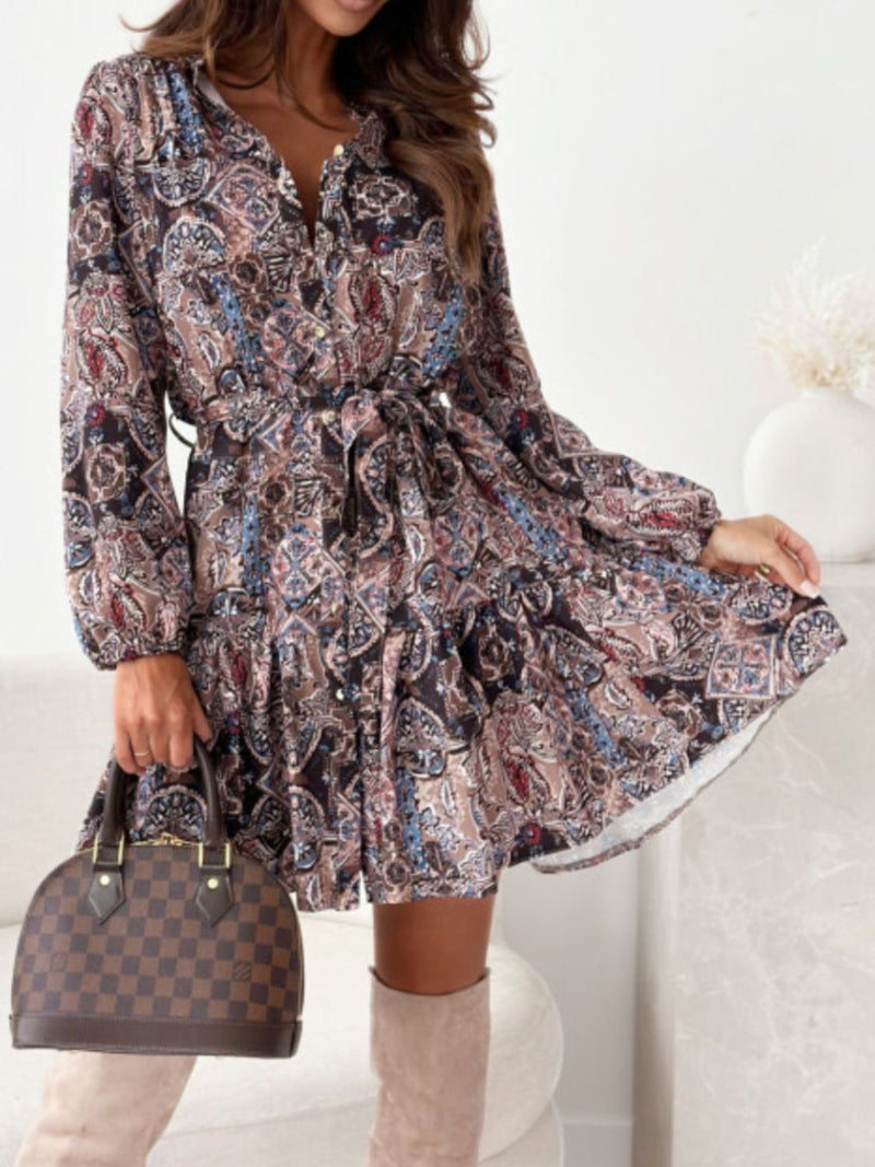 Hazel Blues® |  Ruffle Hem Floral Long Sleeve Dress