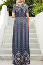 Hazel Blues® |  Printed Round Neck Short Sleeve Maxi Dress