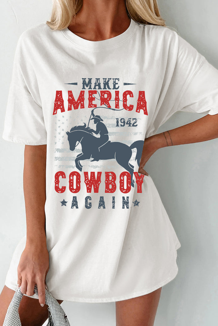 Hazel Blues® |  Cowboy Graphic Round Neck Half Sleeve T-Shirt