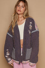 Hazel Blues® |  POL Embroidered Open Front Long Sleeve Jacket