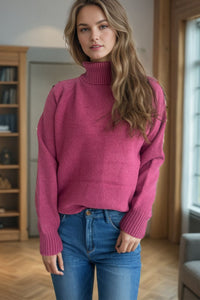 Hazel Blues® |  Ribbed Turtleneck Raglan Sleeve Sweater