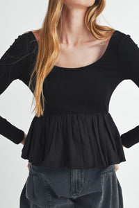 Hazel Blues® |  Peplum Scoop Neck Long Sleeve T-Shirt