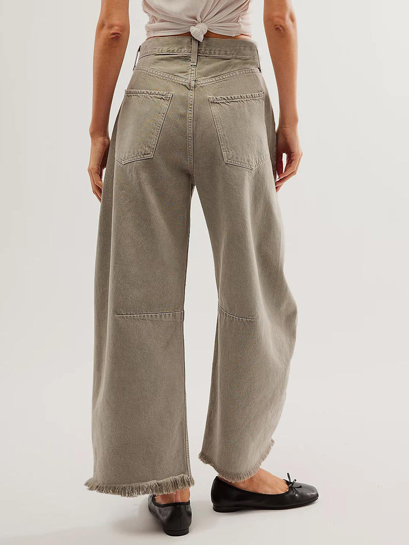 Hazel Blues® |  Raw Hem Wide Leg Jeans with Pockets
