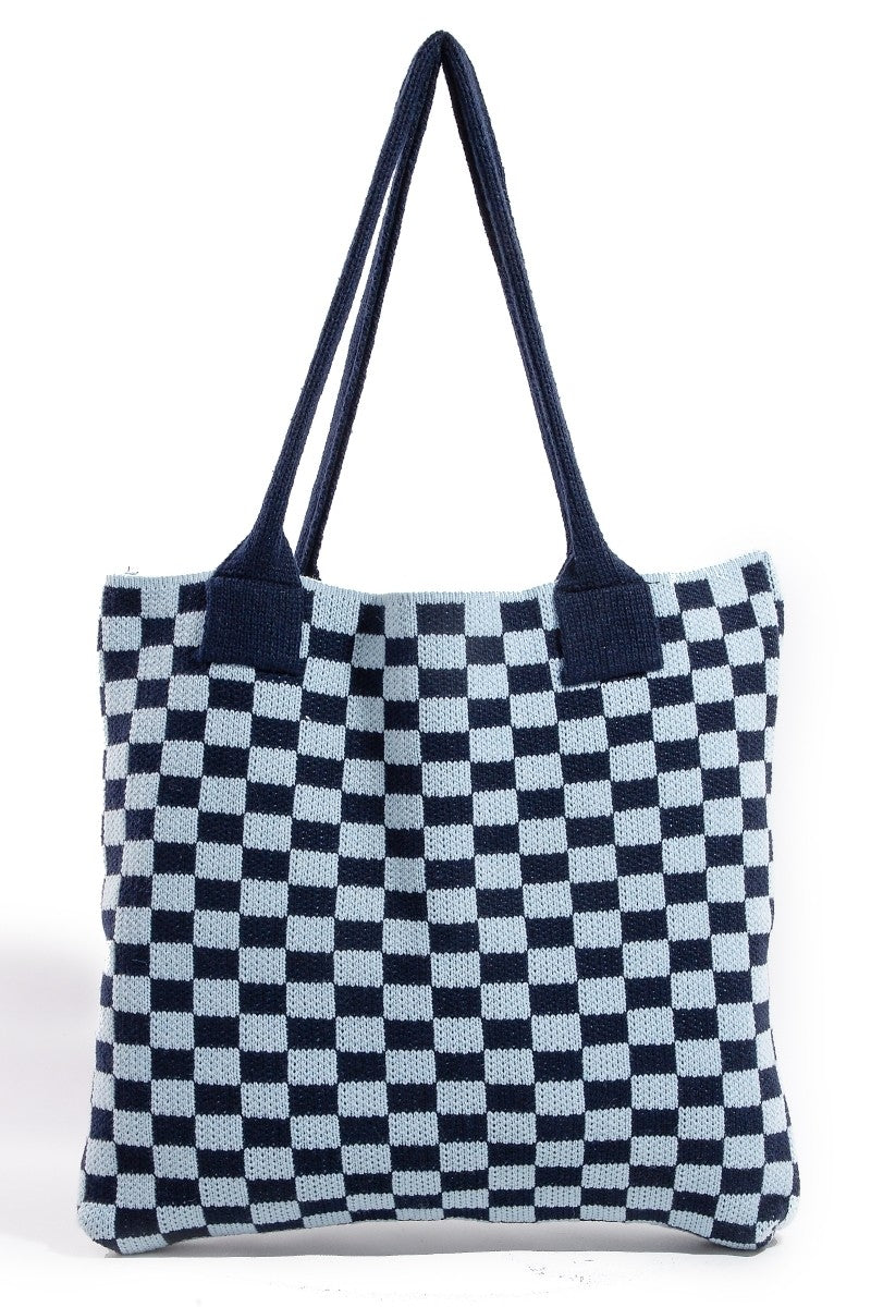 Hazel Blues® |  Fame Checkered Pattern Tote Bag