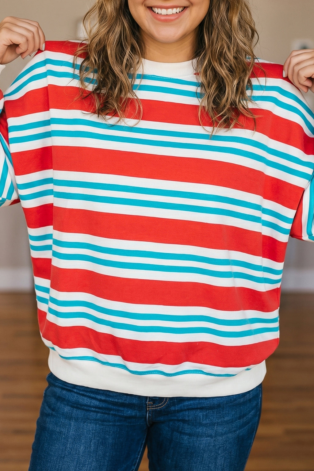 Soft Landing Striped Color-Block Sweatshirt