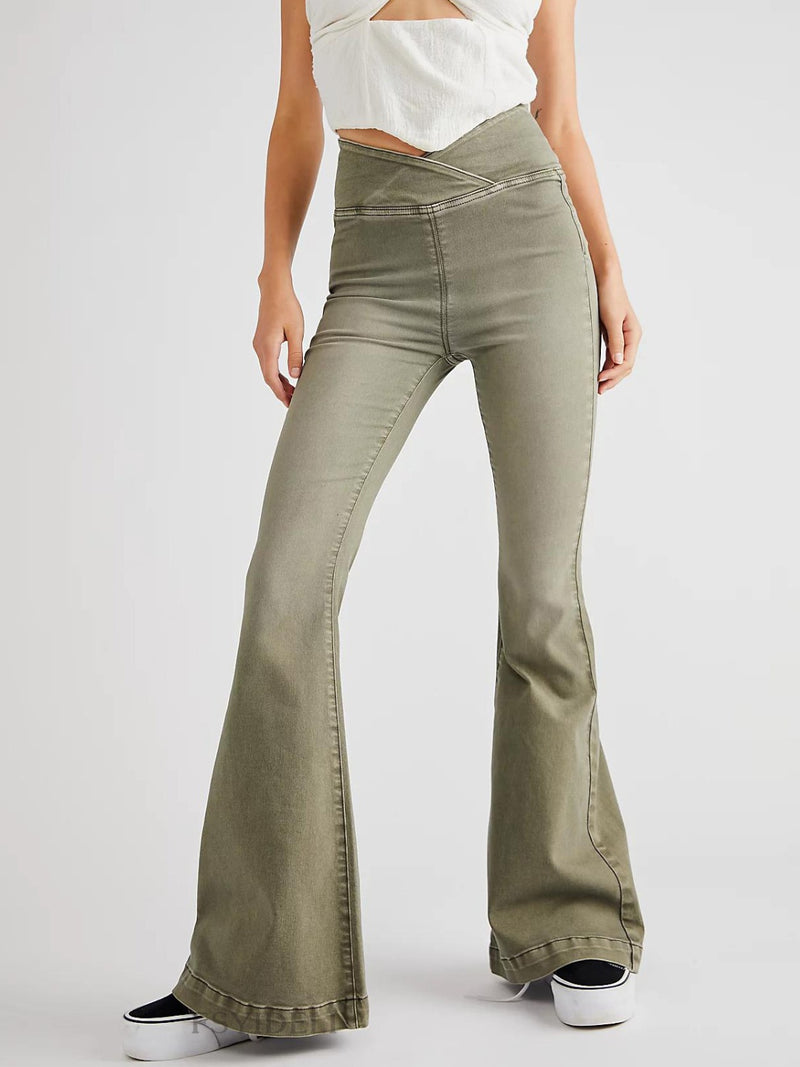 Hazel Blues® |  Asymmetric Waist Flare Jeans