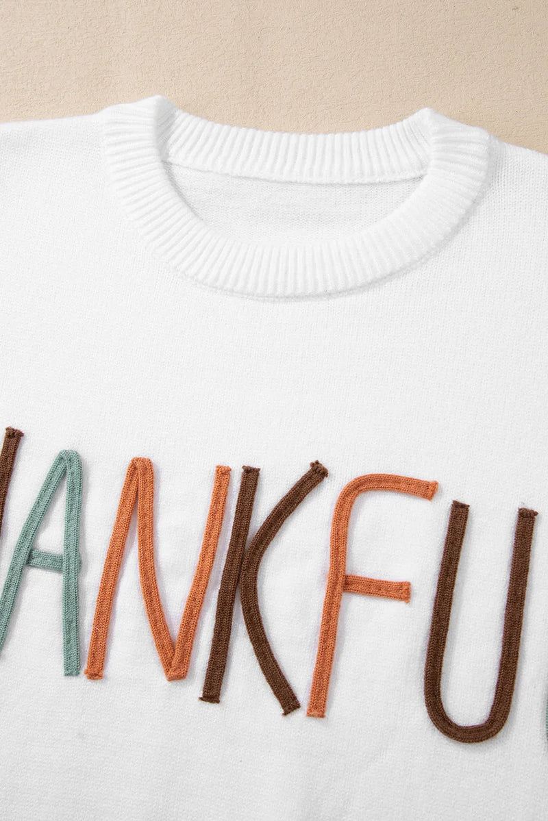 Hazel Blues® |  THANKFUL Round Neck Long Sleeve Knit Top