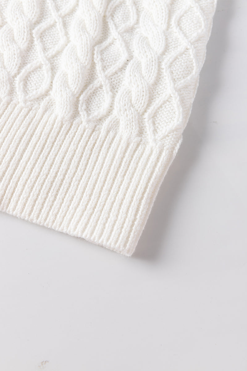 Hazel Blues® |  Cable-Knit Turtleneck Cap Sleeve Sweater