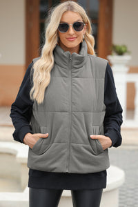 Hazel Blues® |  Pocketed Zip Up Turtleneck Vest Coat