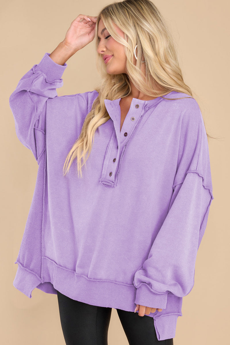 Hazel Blues® |  Exposed Seam Long Sleeve Sweatshirt