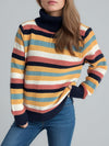 Hazel Blues® |  Contrast Stripes Turtleneck Long Sleeve Sweater
