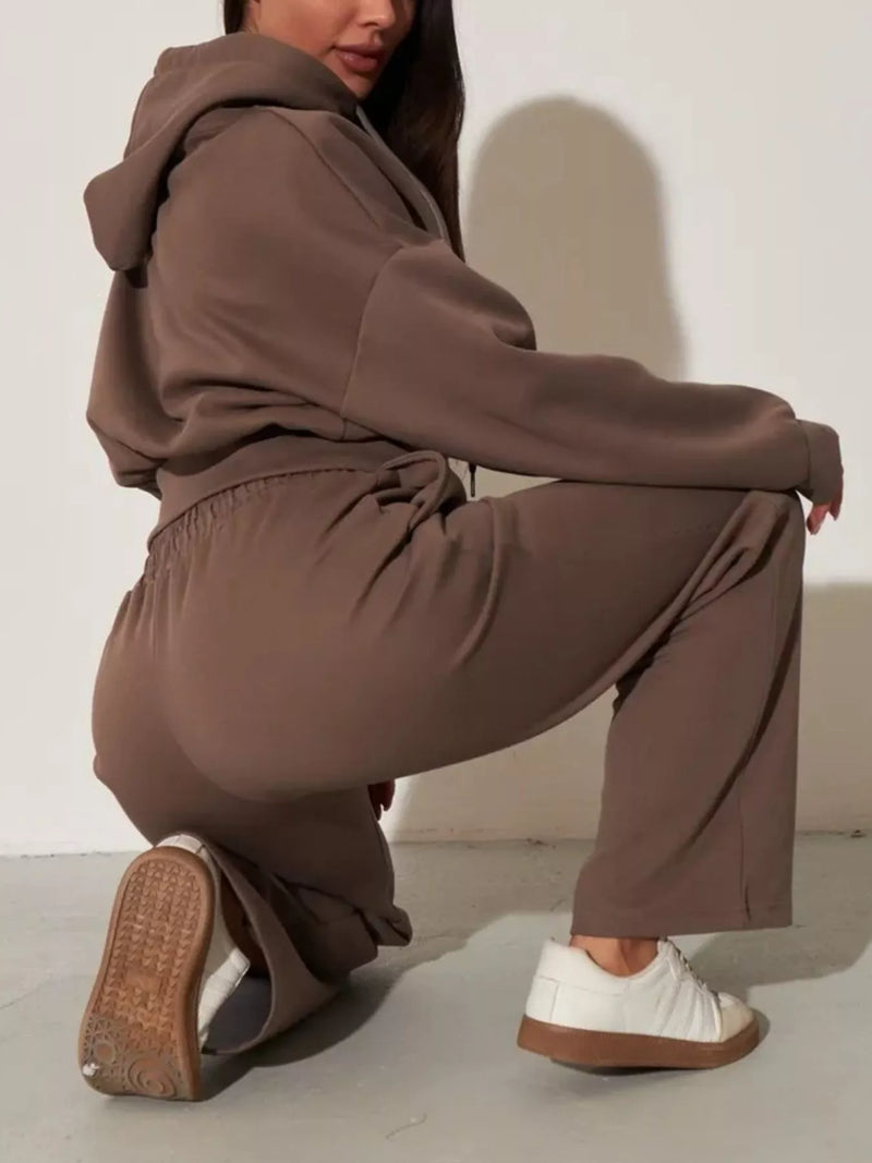 Zip-Up Hoodie and Wide-Leg Pants Set – Hazel Blues®