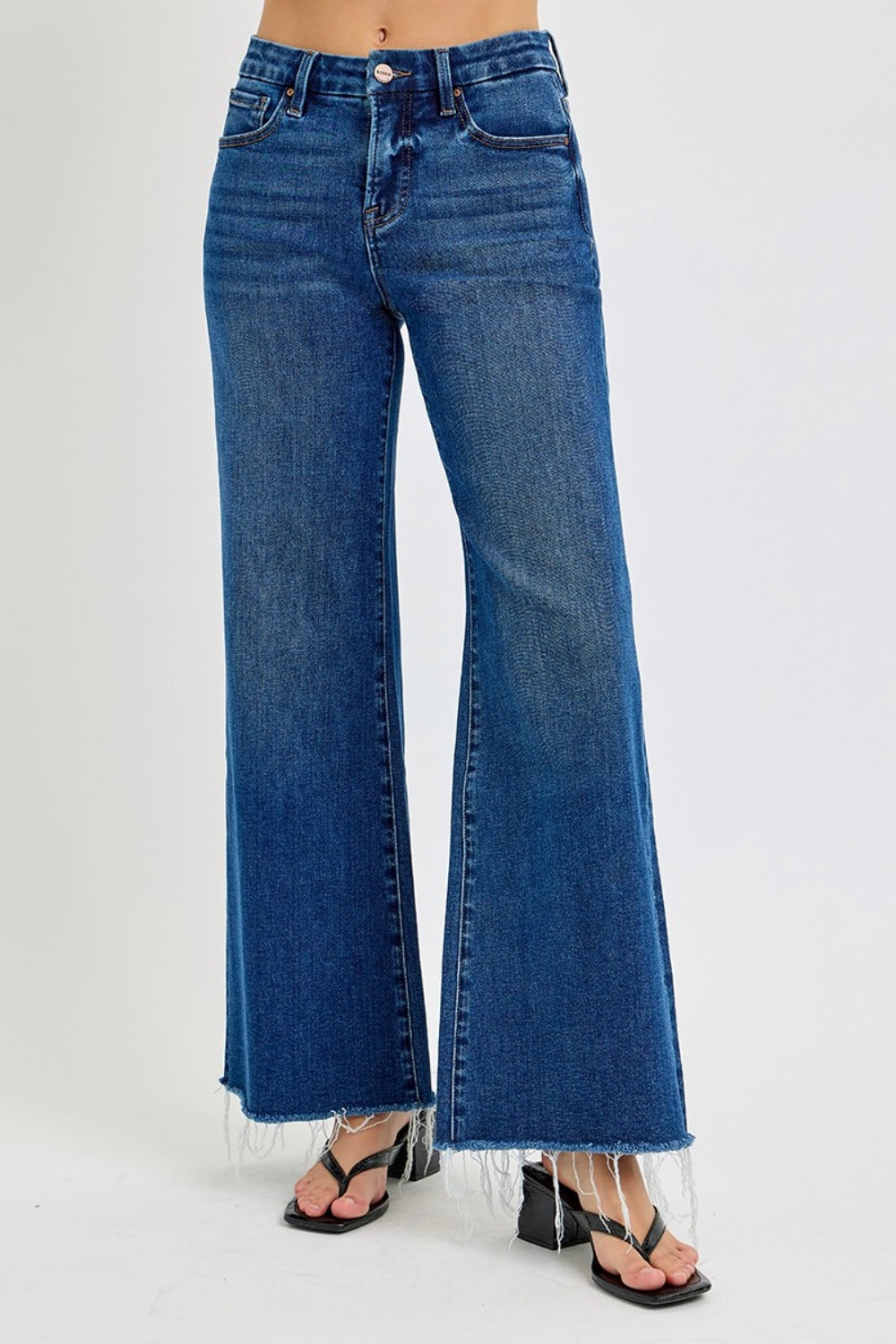 Hazel Blues® |  RISEN Tummy Control High Rise Wide Leg Jeans