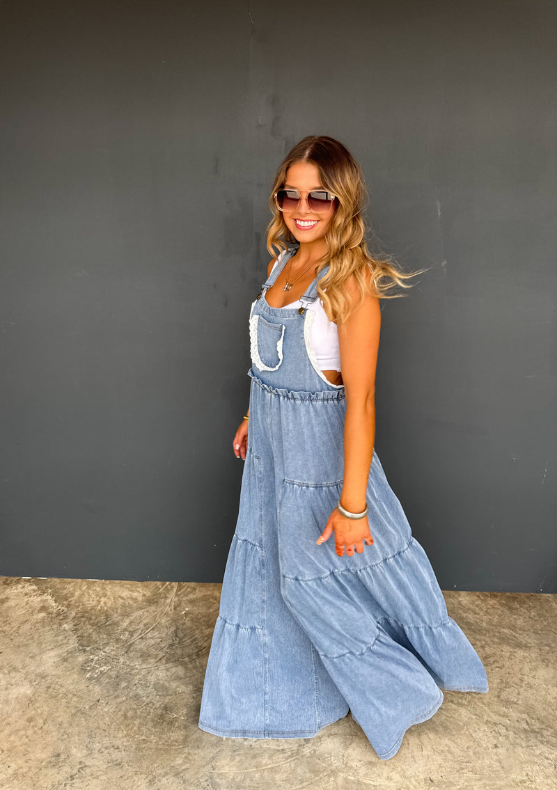 Hazel Blues® | Sweet Lace Denim Overalls | Stretch Denim Overalls