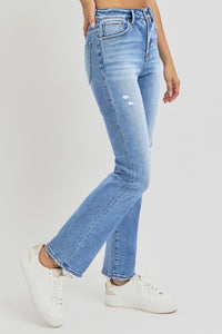 Hazel Blues® |  RISEN Distressed High-Rise Ankle Straight Jeans