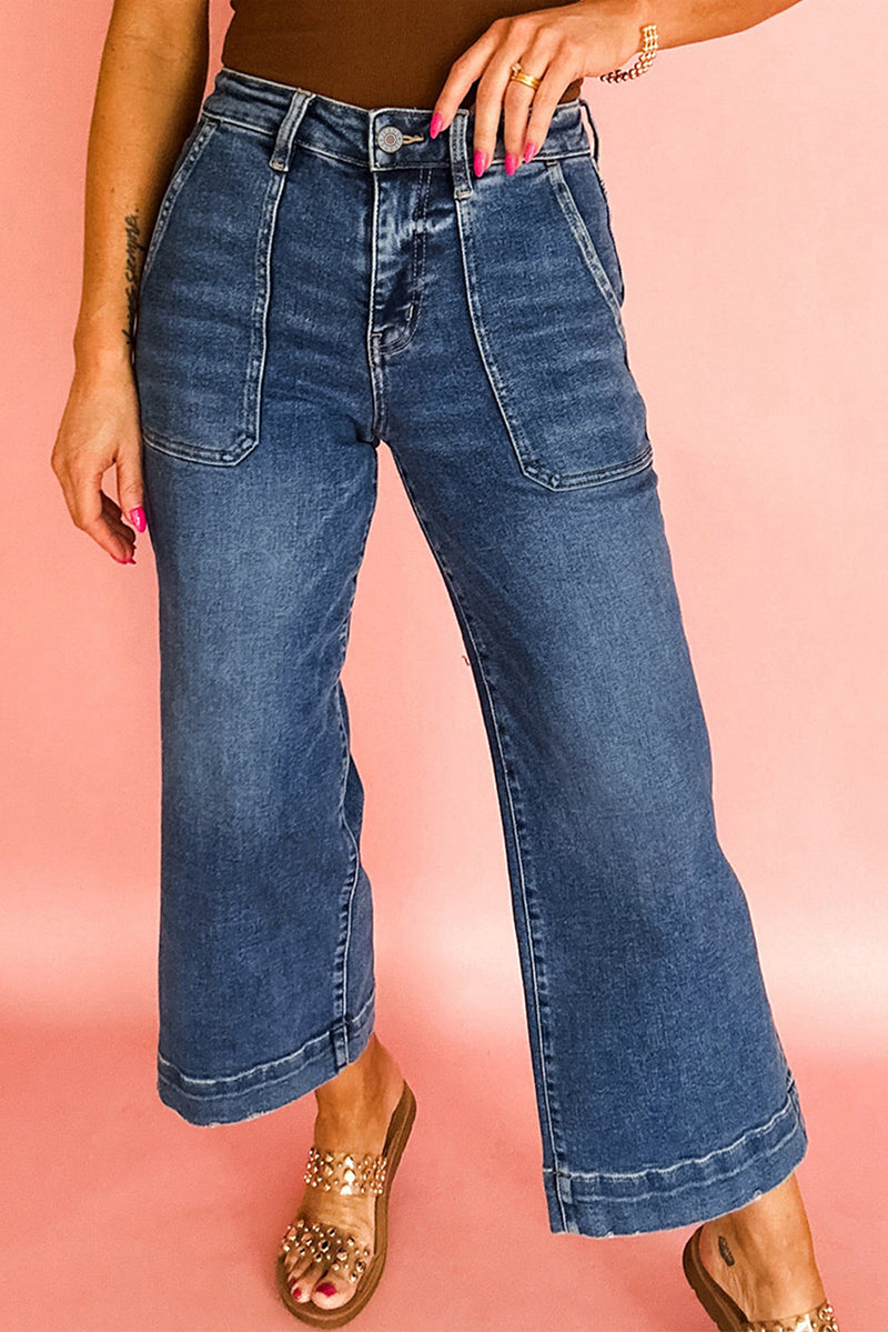 Hazel Blues® |  Breen Cropped High Rise Wide Leg Jeans
