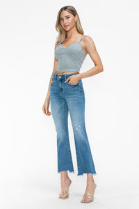 Hazel Blues® |  bytos Raw Hem Distressed Mid Rise Crop Jeans