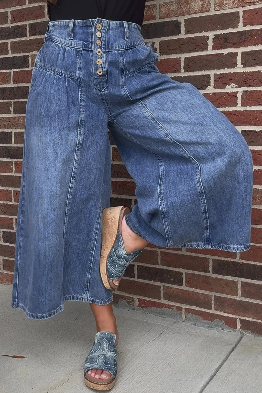Blue Jean Baby Pants | Denim Wide Leg Pants