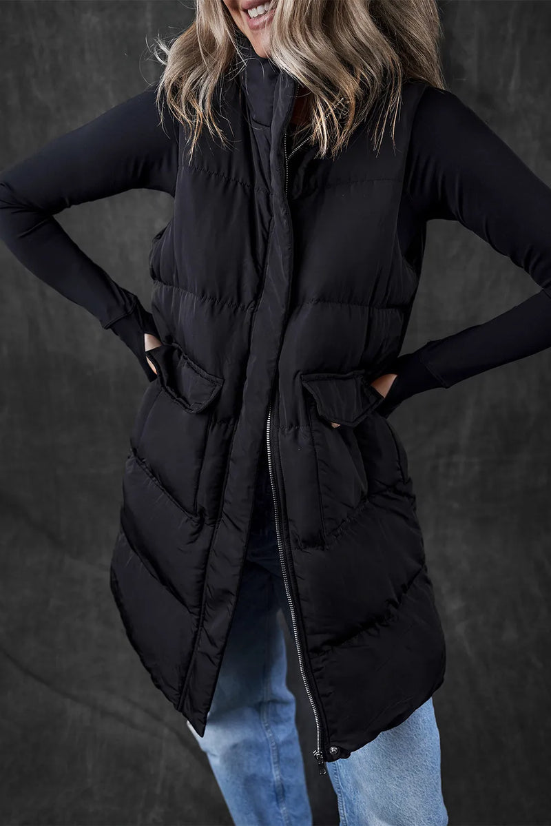 Hazel Blues® |  Pocketed Zip Up Vest Coat