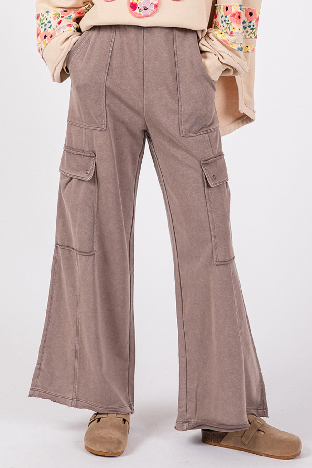 Hazel Blues® |  SAGE + FIG Knit Terry Mineral Wash Wide Leg Pants