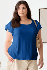 Hazel Blues® | Gilli Short Fluttery Sleeve Round Neck Top