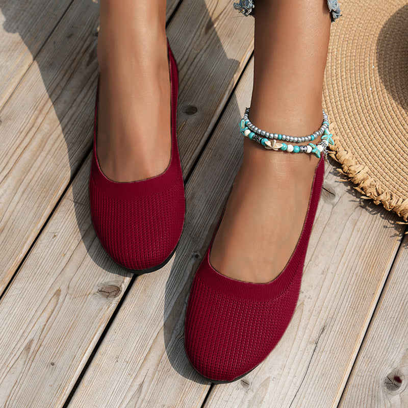 Hazel Blues® |  Round Toe Knit Ballet Flats