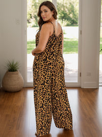 Hazel Blues® |  Leopard Scoop Neck Wide Leg Jumpsuit