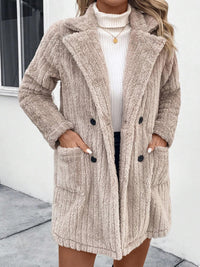 Hazel Blues® |  Fuzzy Button Up Long Sleeve Coat with Pockets