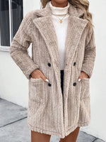 Hazel Blues® |  Fuzzy Button Up Long Sleeve Coat with Pockets