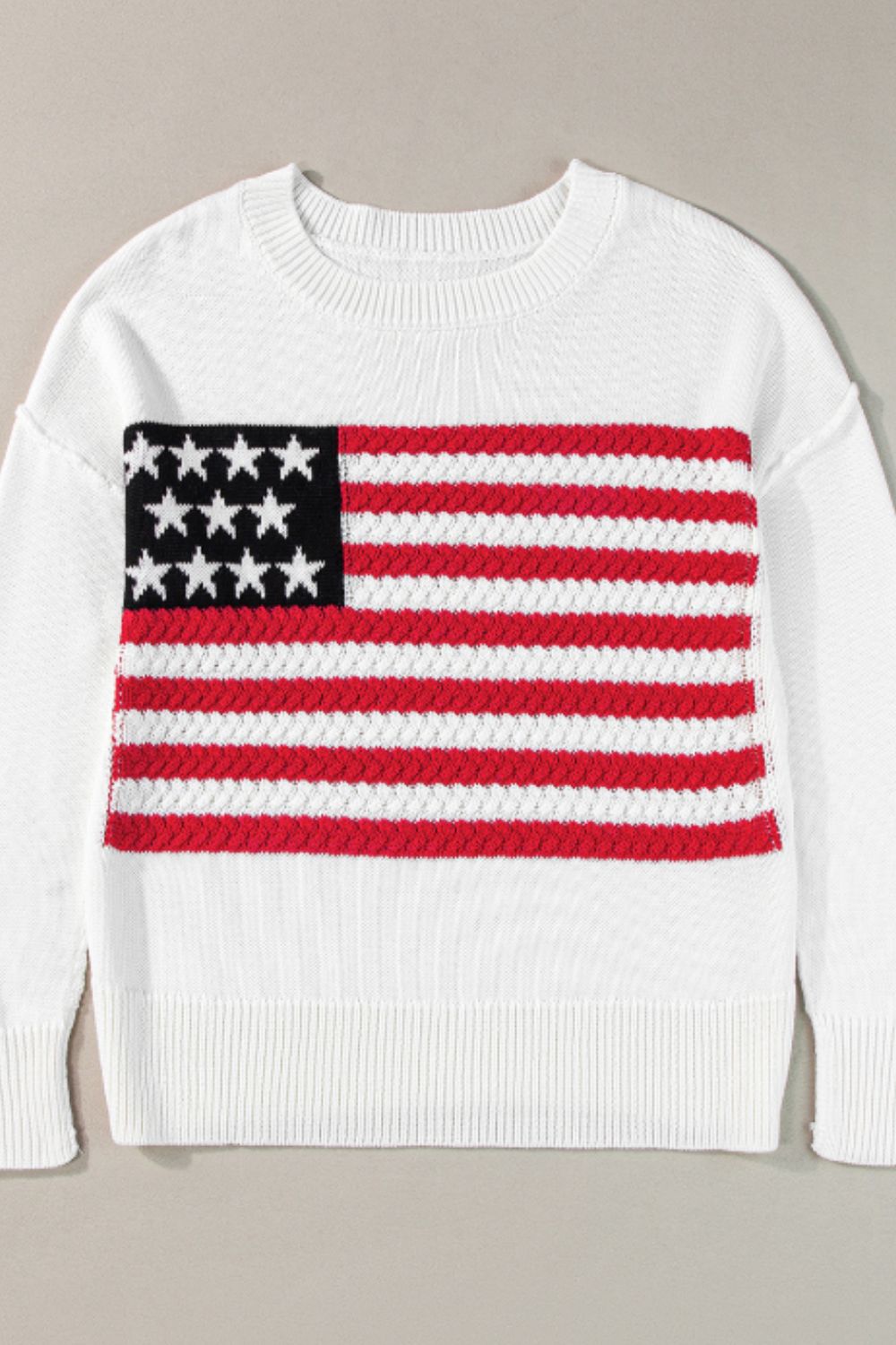 Hazel Blues® |  US Flag Side Slit Drop Shoulder Sweater