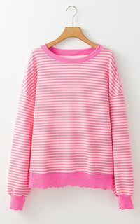 Hazel Blues® |  Striped Round Neck Long Sleeve Sweatshirt