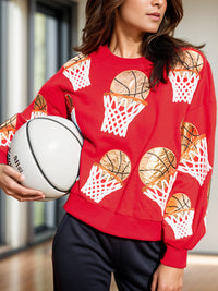 Hazel Blues® |  Basketball Round Neck Long Sleeve Sweatshirt