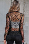 Hazel Blues® |  Ashleigh Blue Sheer Floral Lace Long Sleeve Slim Fit Top