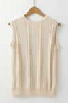 Hazel Blues® |  Embroidered Cable-Knit Round Neck Sweater Vest