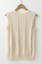 Hazel Blues® |  Embroidered Cable-Knit Round Neck Sweater Vest