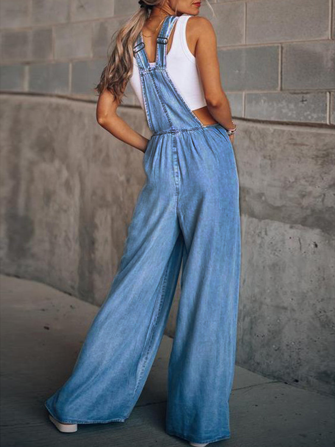 Hazel Blues® |  Wide Leg Denim Overalls