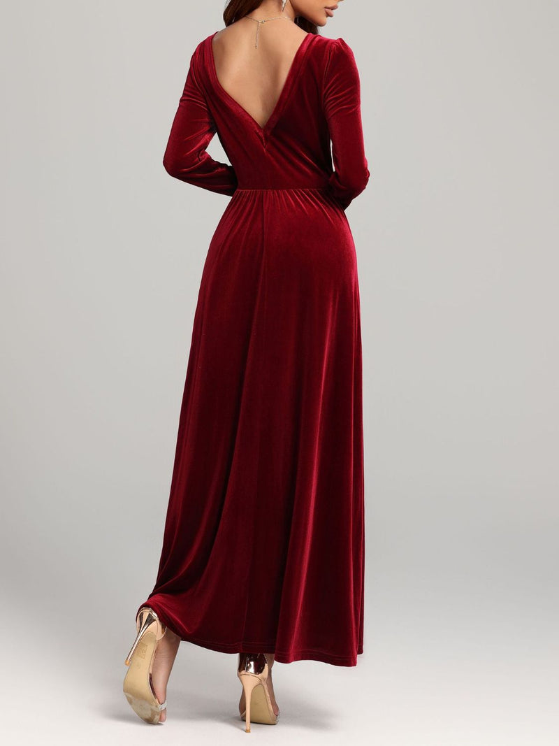 Hazel Blues® |  Velvet Square Neck Long Sleeve Dress