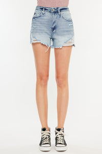 Hazel Blues® |  Kancan Distressed High Waist Denim Shorts with Pockets