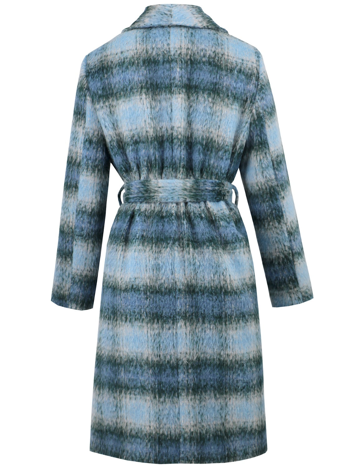 Hazel Blues® |  Plaid Tie Waist Long Sleeve Coat