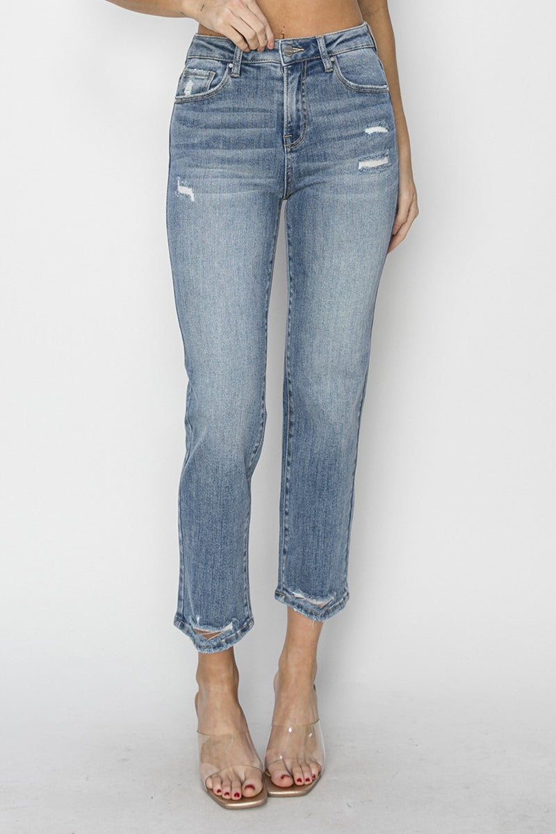 Hazel Blues® |  RISEN High Waist Distressed Cropped Jeans