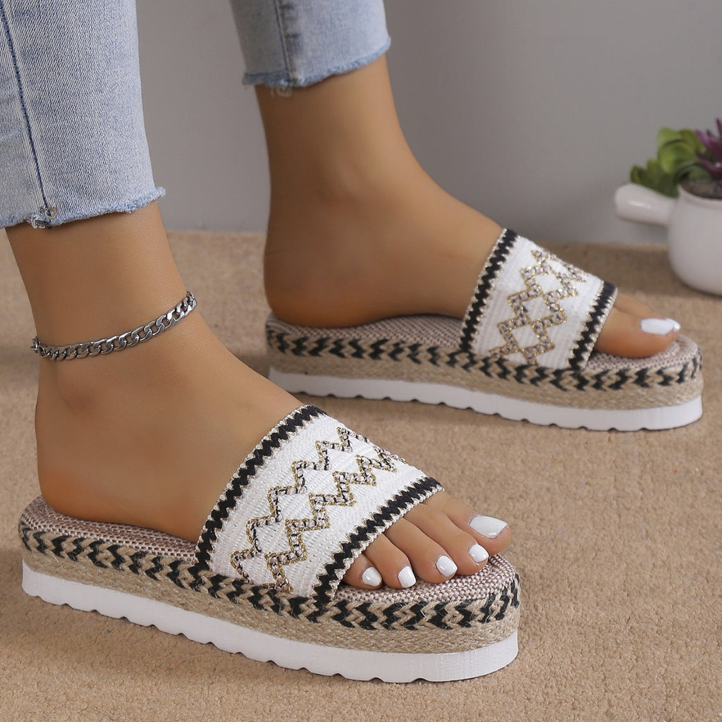 Hazel Blues® |  Geometric Weave Platform Sandals