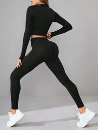 Hazel Blues® |  Mock Neck Long Sleeve Top and Leggings Active Set