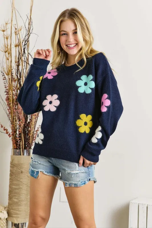 Hazel Blues® | ADORA Flower Popped Sweater