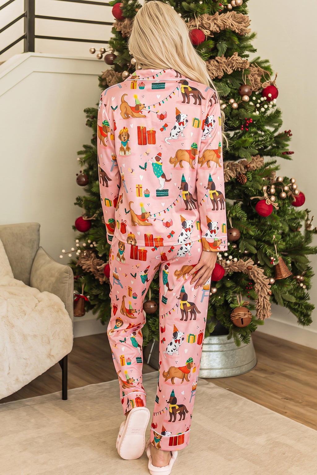 Puppy Dreams Pink Dog Print Pajama Set