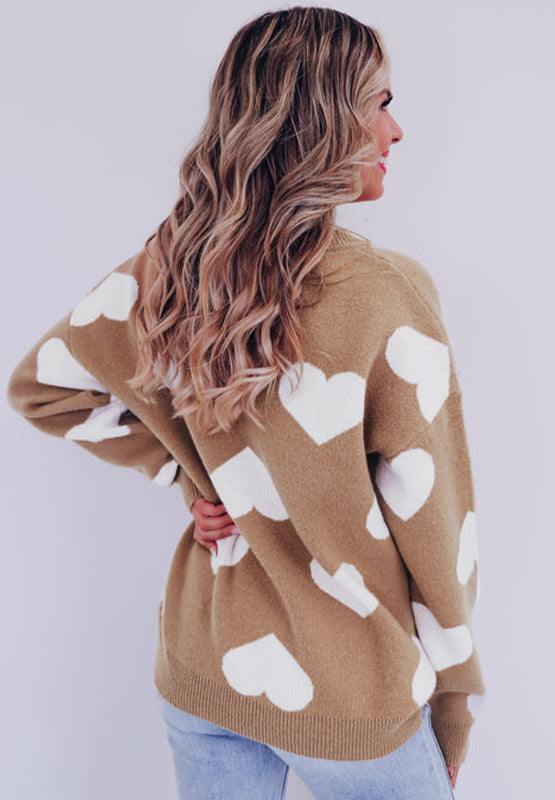 Hazel Blues® |  Heart Round Neck Long Sleeve Sweater