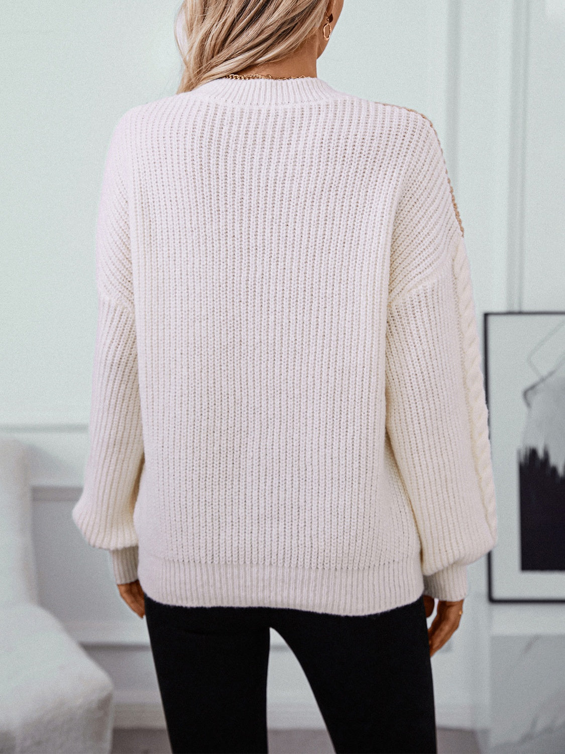 Hazel Blues® |  Contrast Round Neck Long Sleeve Sweater