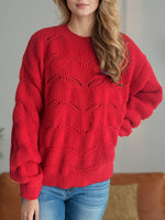 Hazel Blues® |  Openwork Round Neck Dropped Shoulder Sweater