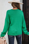Hazel Blues® |  Bright Green Solid Color Knit Button Drop Shoulder Sweater Cardigan