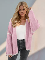Hazel Blues® |  Double Take Contrast Open Front Dropped Shoulder Cardigan