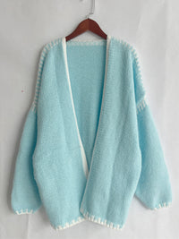 Hazel Blues® |  Double Take Contrast Open Front Dropped Shoulder Cardigan